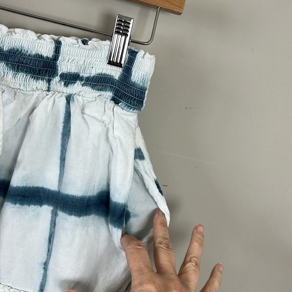 Anthropologie PILCRO Tie Dye Mini Skirt Blue White Tie Waist Tiered Sz S - Picture 7 of 15